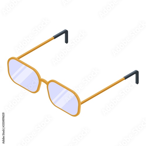 Gold frame eyeglasses icon. Isometric of gold frame eyeglasses vector icon for web design isolated on white background
