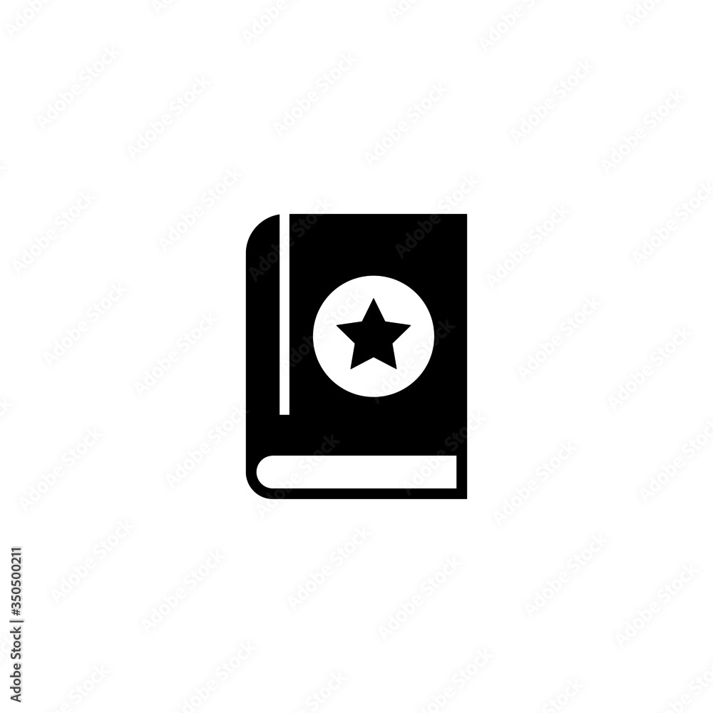 Favorite book vector icon in black solid flat design icon isolated on white background Favorite book vector icon in black solid flat design icon isolated on white background