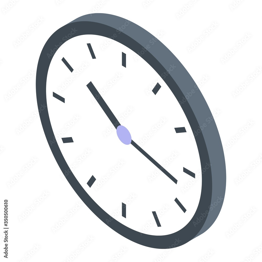Housekeeping wall clock icon. Isometric of housekeeping wall clock vector icon for web design isolated on white background Housekeeping wall clock icon. Isometric of housekeeping wall clock vector icon for web design isolated on white background