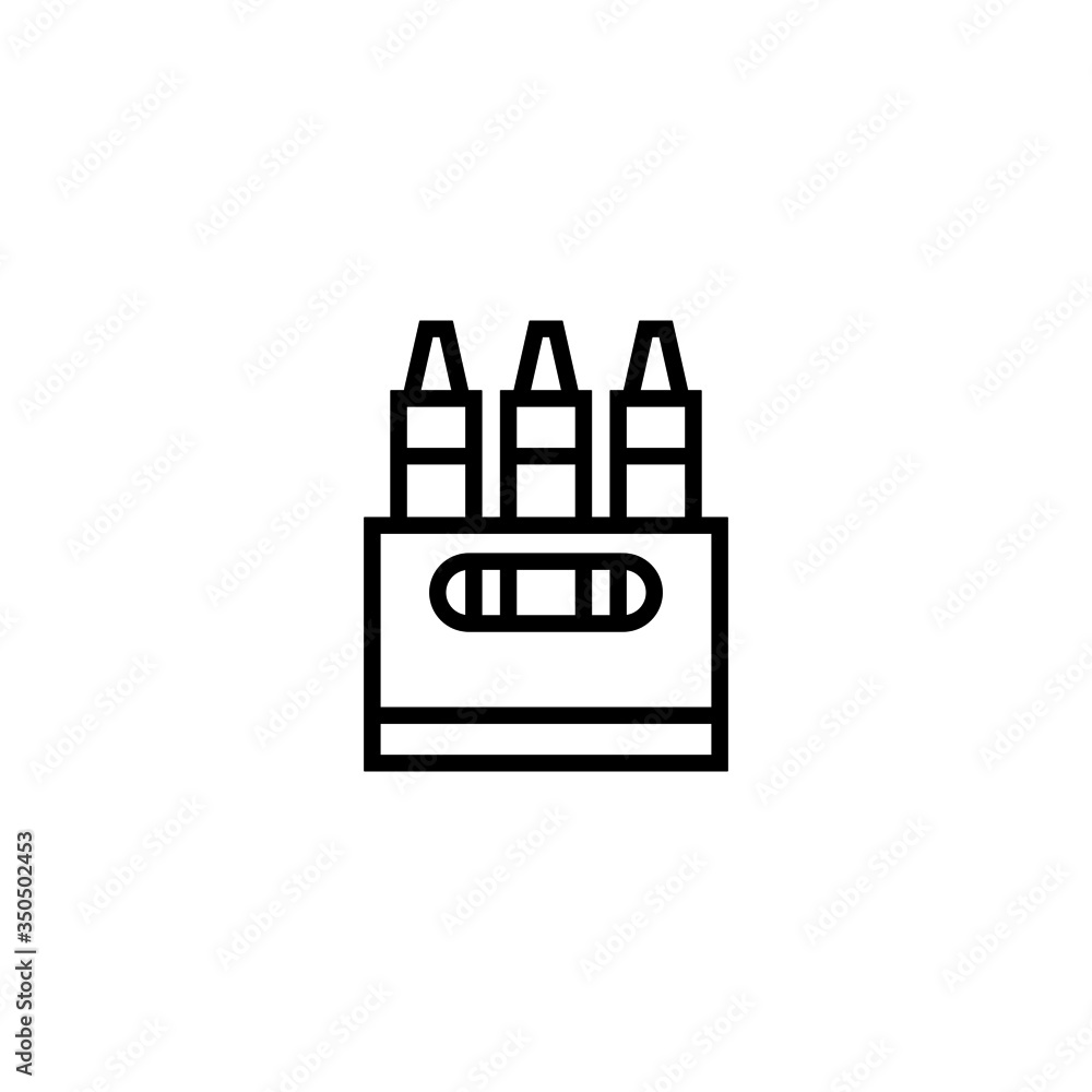 Crayon vector icon in linear, outline icon isolated on white background