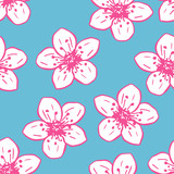 Pretty Cherry Flower Pattern - Endless Vector Decoration Background