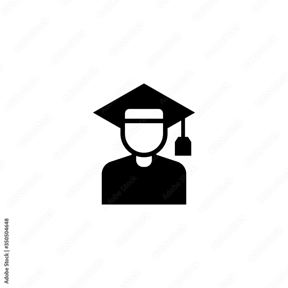 Student vector icon in black solid flat design icon isolated on white background Student vector icon in black solid flat design icon isolated on white background