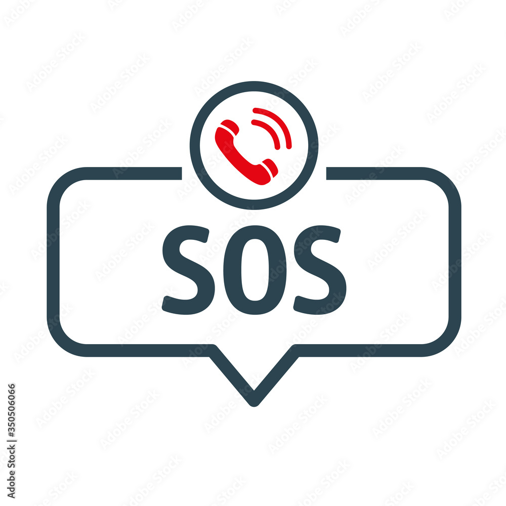speech bubble SOS EMERGENCY CALL vector illustration with icon speech bubble SOS EMERGENCY CALL vector illustration with icon