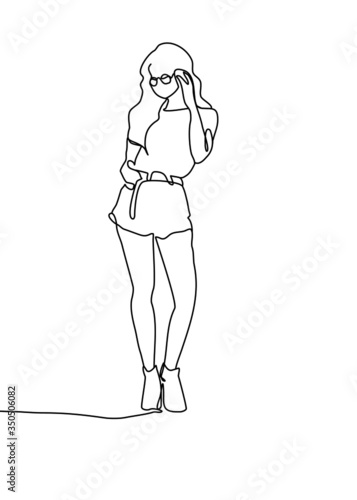 Drawings line, young modeling poses