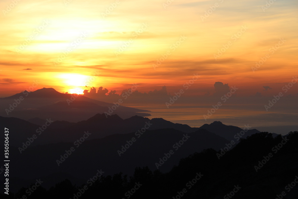 Sunrise over Kelimutu volcano and lakes on Flores island, Indonesia