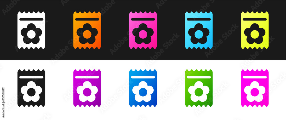 Set Pack full of seeds of a specific plant icon isolated on black and white background. Vector Set Pack full of seeds of a specific plant icon isolated on black and white background. Vector