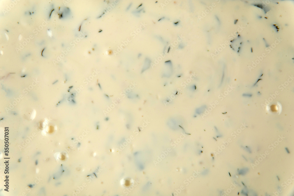 Closeup texture of tartar sauce with green onion Closeup texture of tartar sauce with green onion