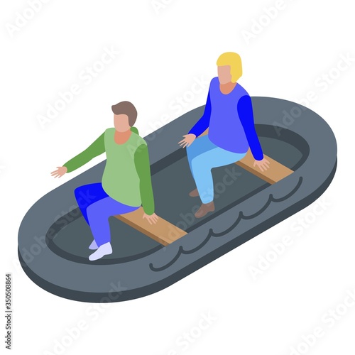 People in rescue boat icon. Isometric of people in rescue boat vector icon for web design isolated on white background