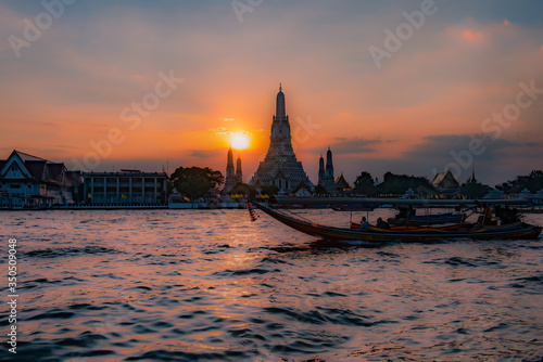 Wat Arun Temple of dawn in Bangkok landmark of Thailand after restoration, 2018.