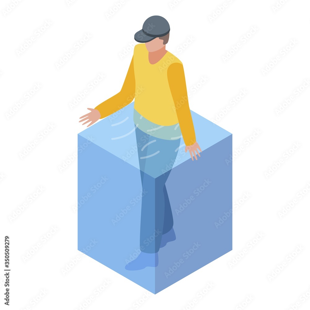 Man home flood disaster icon. Isometric of man home flood disaster vector icon for web design isolated on white background