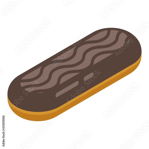 Chocolate eclair icon. Isometric of chocolate eclair vector icon for web design isolated on white background