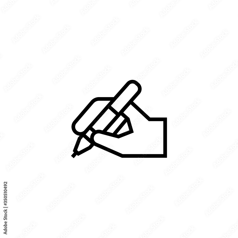Write by hand vector icon in linear, outline icon isolated on white background Write by hand vector icon in linear, outline icon isolated on white background