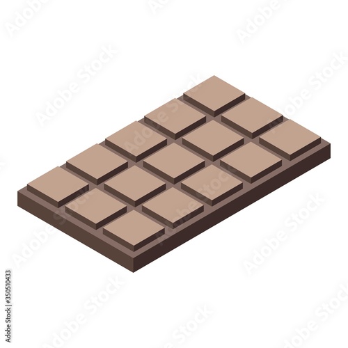 Chocolate bar icon. Isometric of chocolate bar vector icon for web design isolated on white background