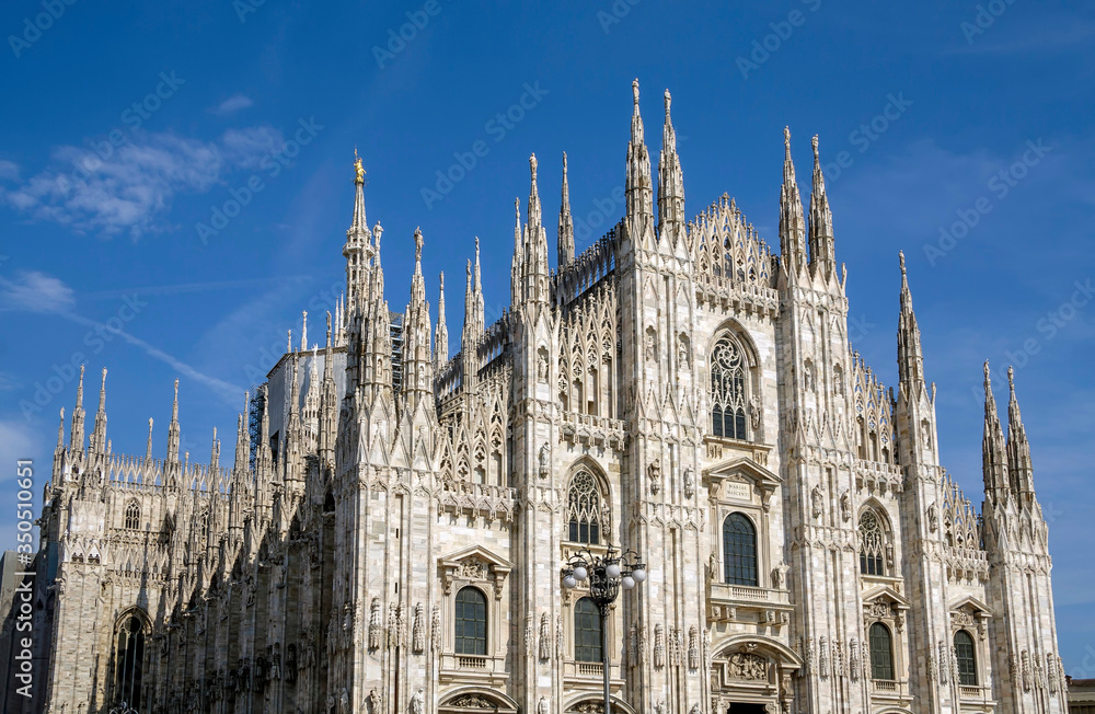 Milan Cathedral (Duomo di Milano) in  Milan, Lombardy, Italy. Famous tourist attraction of Milan, Italy.