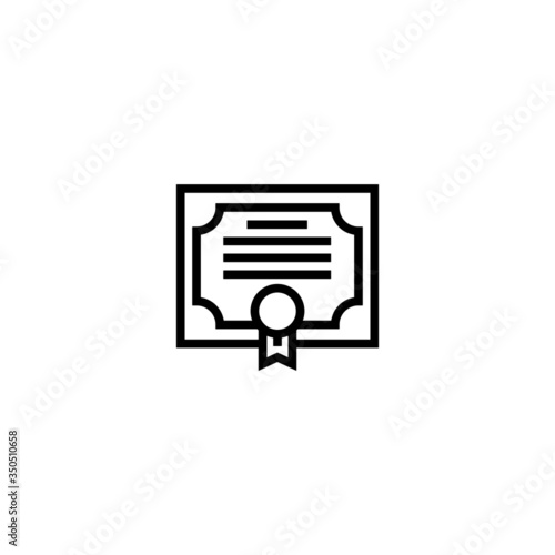 Certificate vector icon in linear, outline icon isolated on white background