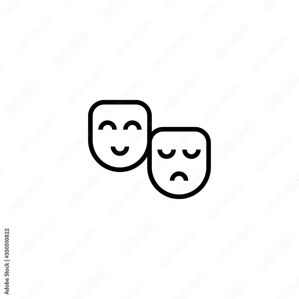 Fototapeta premium Drama vector icon in linear, outline icon isolated on white background