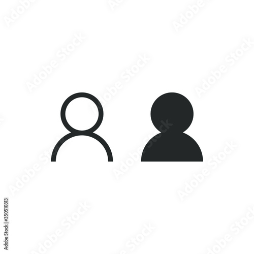 User profile icon vector. Avatar portrait symbol. Flat shape person logo. Web and mobile application interface sign. Outline and black silhouette isolated on white background.