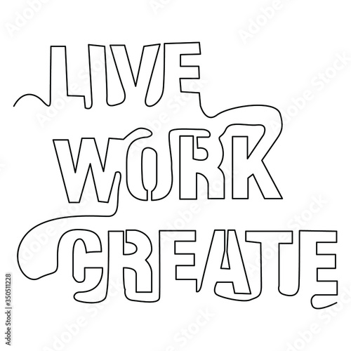 one line continuous drawing live work create words