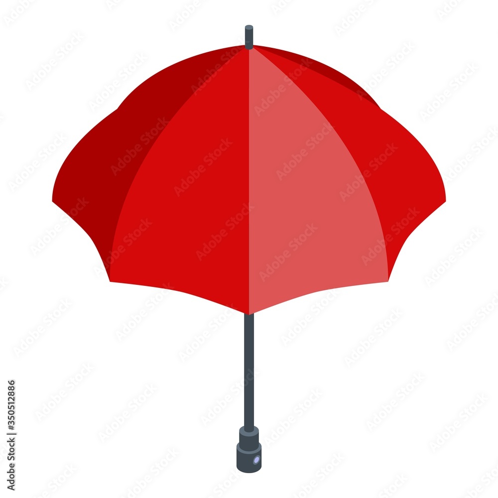 Red fashion umbrella icon. Isometric of red fashion umbrella vector icon for web design isolated on white background Red fashion umbrella icon. Isometric of red fashion umbrella vector icon for web design isolated on white background