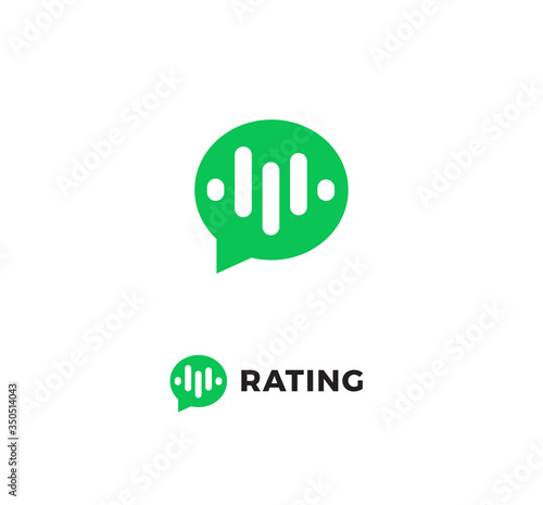 Rating review icon. Online consultation app interface logo. Chat bubble, speech balloon. Customers consulting website. Clients support management service sign. Bot symbol. Rating tracker app icon.