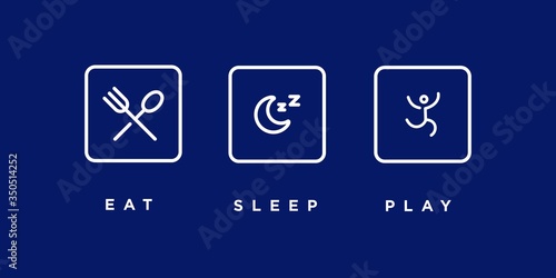 eat sleep play run icon logo Vector illustration in trendy linear line outline style , decoration web icon element vector art in colorful style
