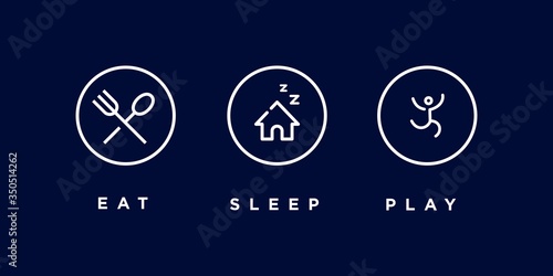 eat sleep play run icon logo Vector illustration in trendy linear line outline style , decoration web icon element vector art in colorful style