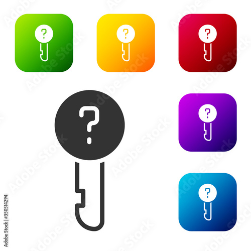 Black Undefined key icon isolated on white background. Set icons in color square buttons. Vector