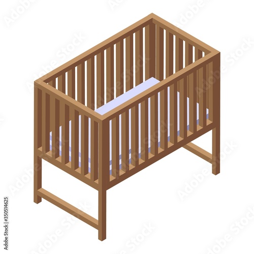 Baby bed icon. Isometric of baby bed vector icon for web design isolated on white background