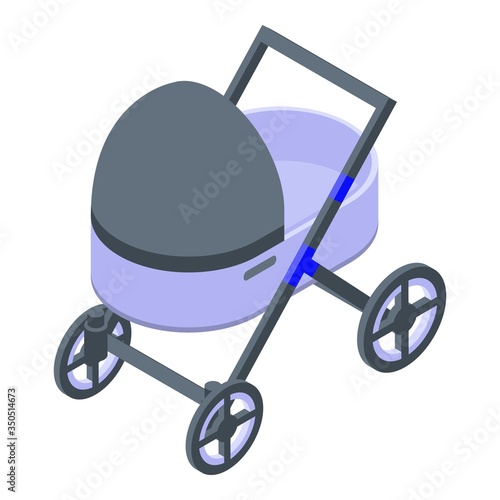 Baby pram icon. Isometric of baby pram vector icon for web design isolated on white background