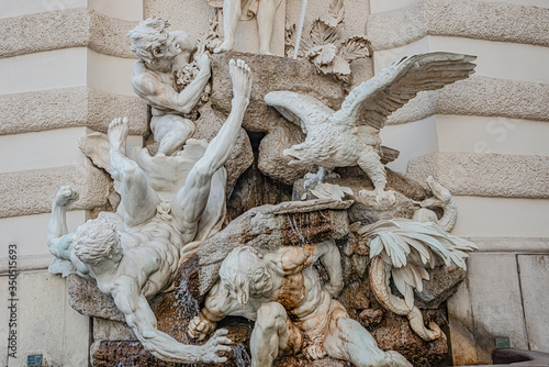 Photography Power of Land fountain at Hofburg Imperial Palace ant Saint Michael Square, outd