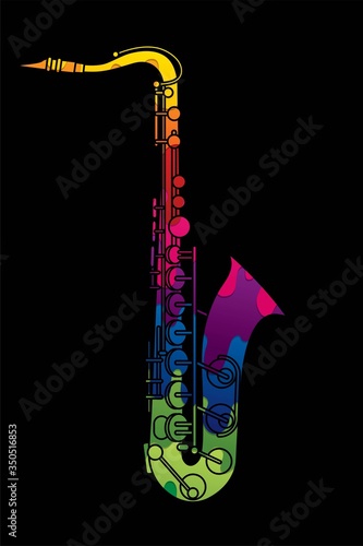 Saxophone instrument cartoon music graphic vector