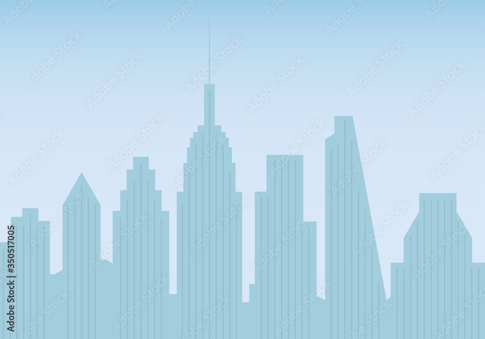 City skyline. Buildings silhouettes. Cityscape background. Urban landscape with skyscrapers. Vector illustration.