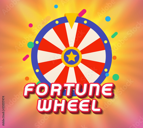 Isolated funny kids fortune wheel vector illustration. Children game, online competition iicon. Casino gambling, staking, betting element.