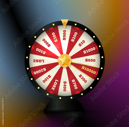 Gambling game element, spinning wheel, roulette vector illustration. Casino bets, online betting icon.