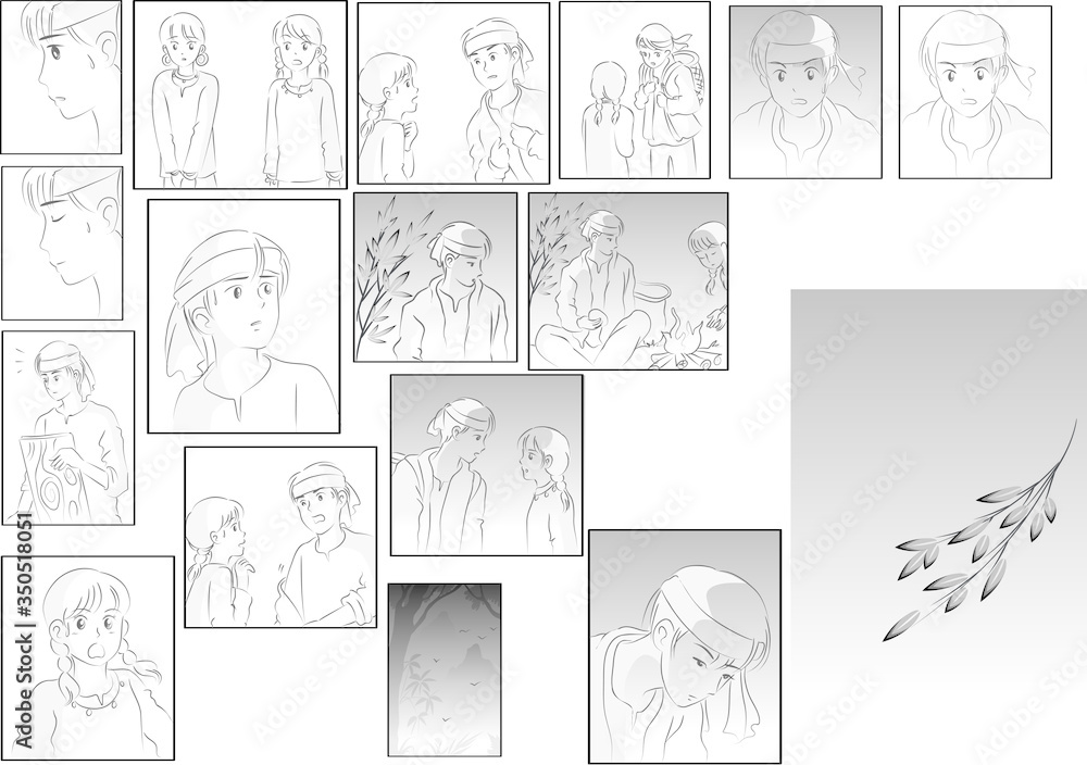 Obraz premium man and woman comic face set