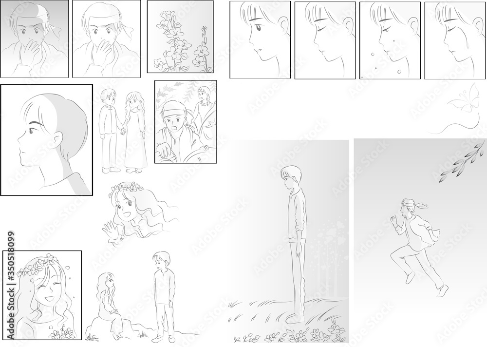 man and woman comic face set man and woman comic face set