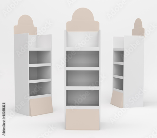 Shelf POS Stand Mock-up  Blank carton  product display  3D rendering
