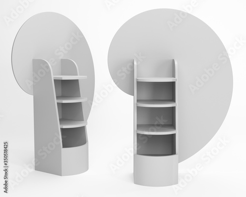 Obraz na plátne Shelf POS Stand Mock-up, Blank carton  product display, 3D rendering