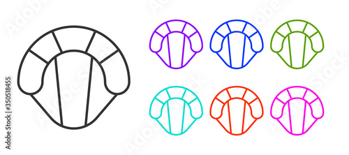 Black line Parachute icon isolated on white background. Extreme sport. Sport equipment. Set icons colorful. Vector