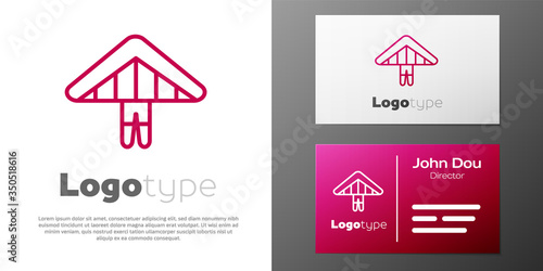 Logotype line Hang glider icon isolated on white background. Extreme sport. Logo design template element. Vector
