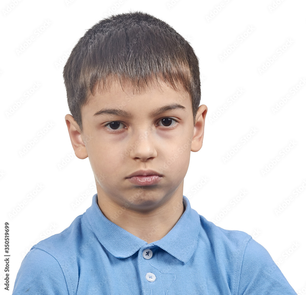 yawns bored boy in blue t shirt isolate yawns bored boy in blue t shirt isolate