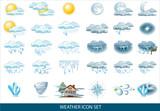 Vector weather forecast icon with bright background. Weather icons for your infographics and design