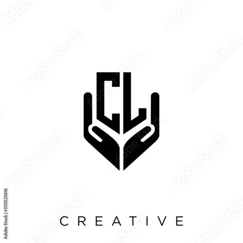 cl shield hand logo design vector icon