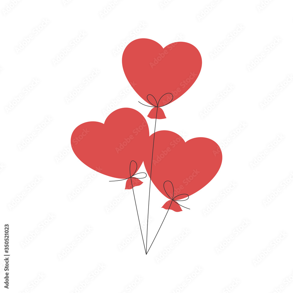 pink outline balloon like heart. concept of baloon, event, joy, present, ballon, romance, up to the sky, leisure. isolated on white background. flat style trend modern logo design vector illustration.