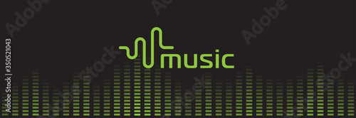 Music sound recorder logo. Audio equalizer logotype. Waveform tunes playback icon. Isolated green digital record playlist vector illustration.