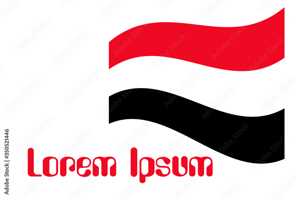 In the picture, the flag of Yemen is curved for the text, state symbols, patriotism, independence. In the picture, the flag of Yemen is curved for the text, state symbols, patriotism, independence.
