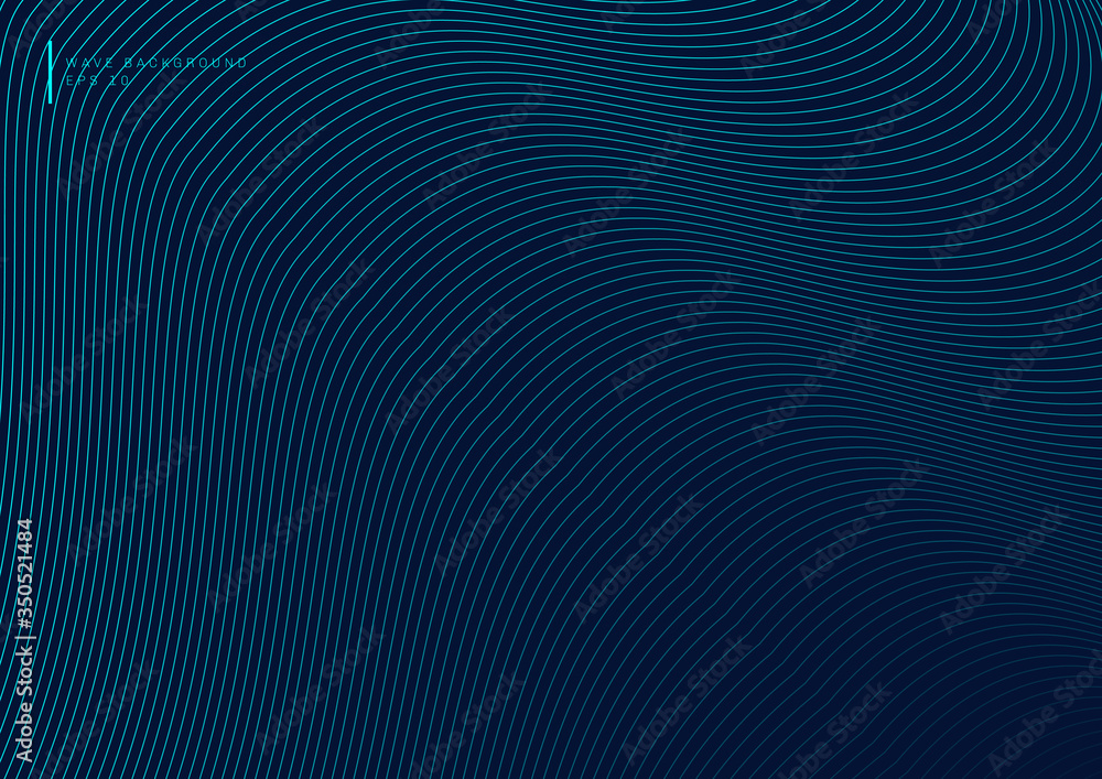 Abstract blue wave lines flowing pattern design element on dark blue background and texture Abstract blue wave lines flowing pattern design element on dark blue background and texture