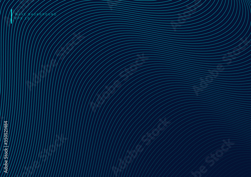 Abstract blue wave lines flowing pattern design element on dark blue background and texture