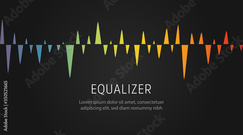 Sound equalizer pattern, music digital wave, voice tune graphic wave line, soundwave spectrum, colorful visual signal, isolated vector illustration,