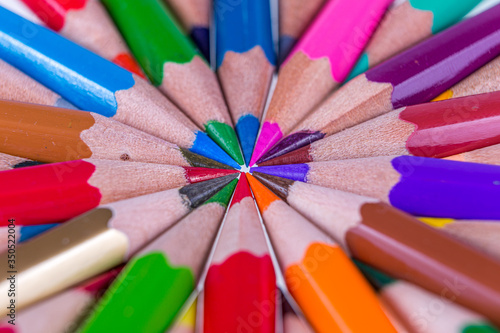 Set of colored pencils for drawing